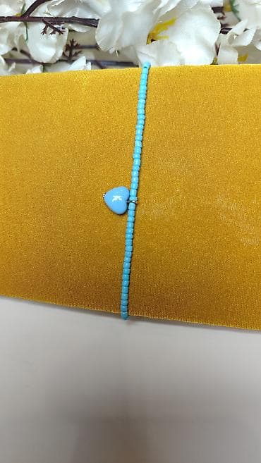 dzepni sat cena: Narušnica/anklet od sitnih tirkizno-plavih perlica sa centralnim — 3