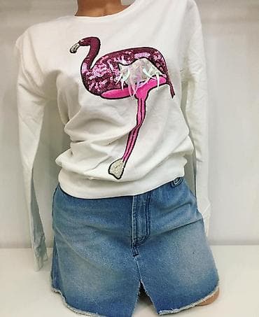 gioseppo patike: Ženska dukserica sa flamingom – bela - Model: klasičan kroj sa — 3