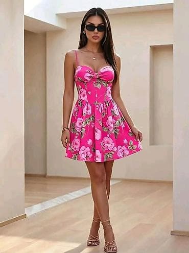 leprsave letnje haljine: Letnja leprsava haljina na bretele sa printom. - Model mini A-kroja — 9
