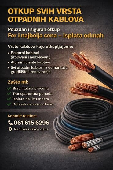 Otkup svih vrsta otpada od kablova Pouzdan i siguran otkup. Fer i
