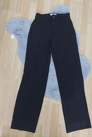 dsquared pantalone: Ženske crne pantalone sa visokim strukom i ravnim, blago širokim — 3