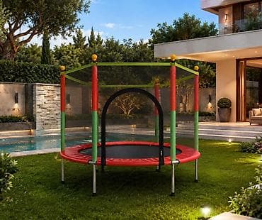 lavabo za radionicu: Dečiji dvorišni trampolin sa zaštitnom mrežom 140x122x30cm Pazite da — 1