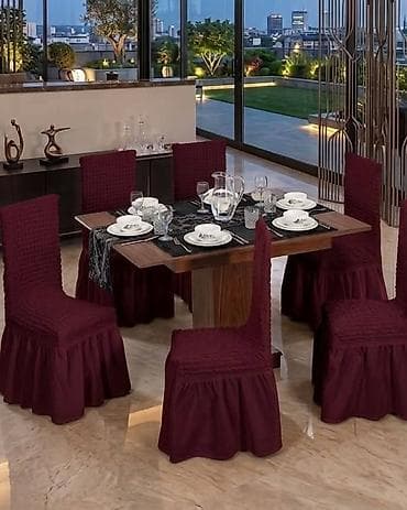 suvo cvece za vazu: Navlake rastegljive za trpezarijske stolice sa karnerima. Kompleti — 4