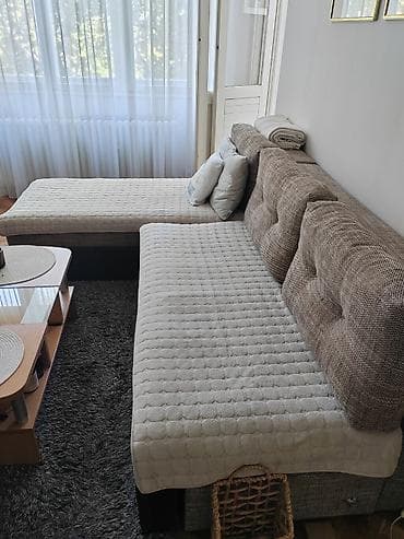 ugaone akcija: Ugaona garnitura sa ležajem i prostorom za odlaganje - Model: L‑forma — 1