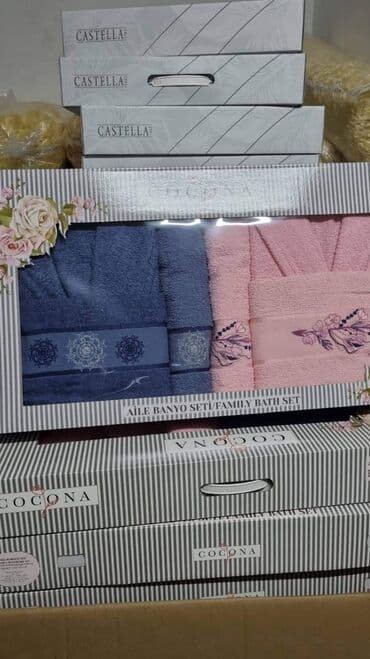 stikeri za badnji dan: FAMILY BATHROB SET, Pamucni Turski set bade mantila sadrzi: 2 bade — 4