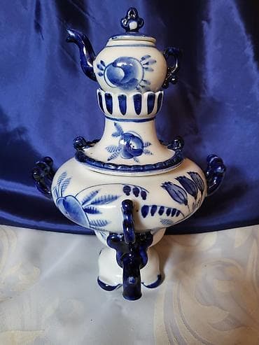 Home & Garden: Kompletan ukrasni samovar Gzhel USSR iz 70ih.godina. Originalni ruski — 6