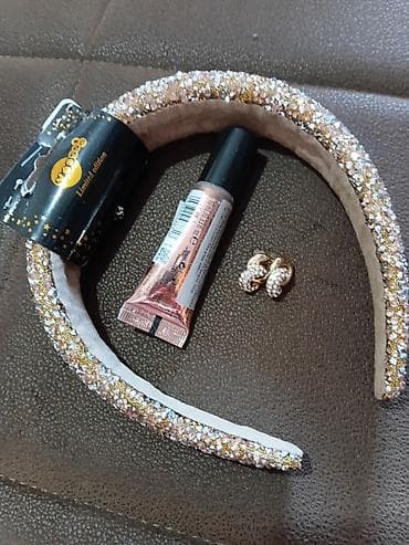 Ostalo: Set modnih dodataka i šminke – zlatno/šampanj tonovi - Široka rajf — 1