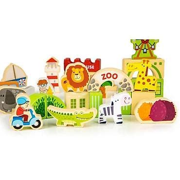 Building Blocks: DRVENE EDUKATIVNE KOCKE CITY ZOO – 120 komada Brend: ECO TOYS Šifra — 3