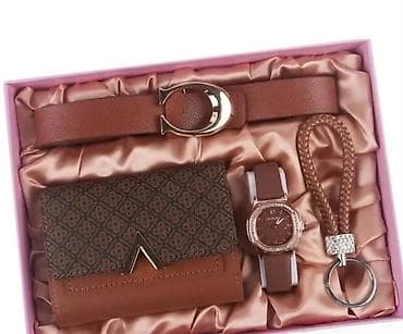 Elegantni ženski poklon set – 4 u 1, u dekorativnoj kutiji: - Kaiš od