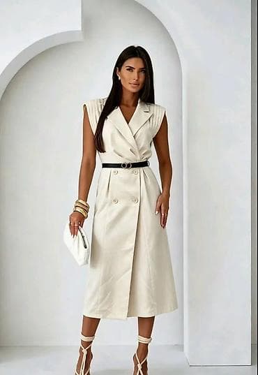 patike tn bele: Elegantna midi haljina bez rukava – model s dvorednim kopčanjem i — 6