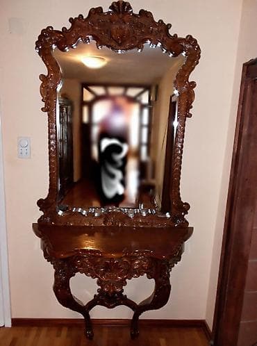 Stilsko ogledalo sa konzolom u duborezu,puno drvo.Novo