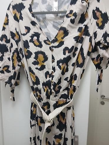 moderna odeća: Duga ženstvena haljina sa animal printom - Kroj: midi/duga silueta sa — 2