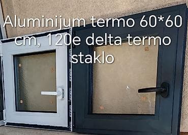Aluminijumski prozor termo, dimenzije 60 x 60 cm. Okvir od aluminijuma