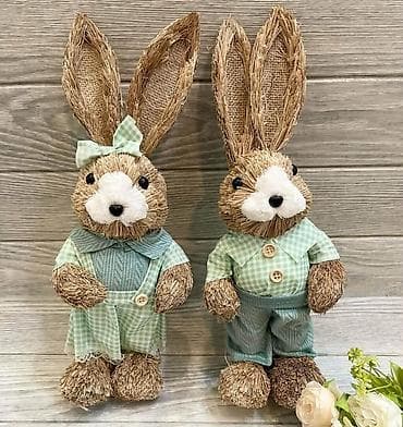 Daske za peglanje: Dekorativni zeka figure – par - Materijal: prirodna vlakna/rašćka — 6