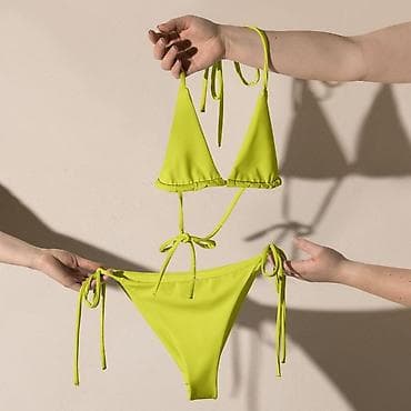 zara basic sako: Ženski bikini set – trouglasti gornji deo i donji deo sa vezivanjem - — 6