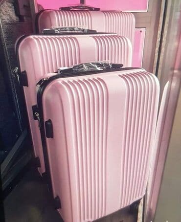 kabinski koferi: Putni koferi 3 kofera u kompletu Crni, Rozi, zlatni 12200 din ali - — 2