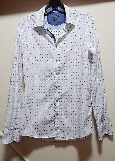 Muška košulja na duge rukave, bela sa diskretnim plavim mikro-uzorkom