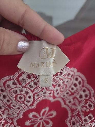 paket m: Crvena letnja haljina MAXIMA, veličina S. - Model: midi/duža, kružna — 2