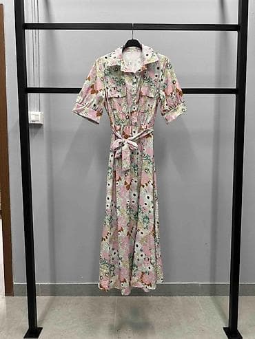 helanke l: Duga cvetna košulja-haljina - Kroj: maxi dužina, A-linija sa laganim — 3