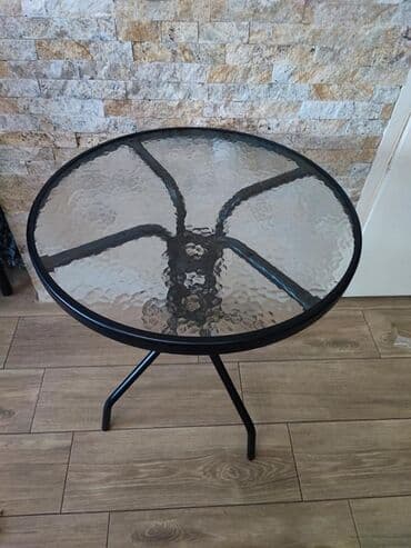 stolicice za terasu: BAŠTENSKI STO Stakleni stočić za bašte,terase,dvorišta. KALJENO — 2