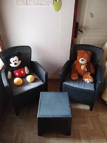 lounge fotelja: Balkonski set od veštačkog ratana – 3 dela - Sastav: 2 fotelje sa — 2