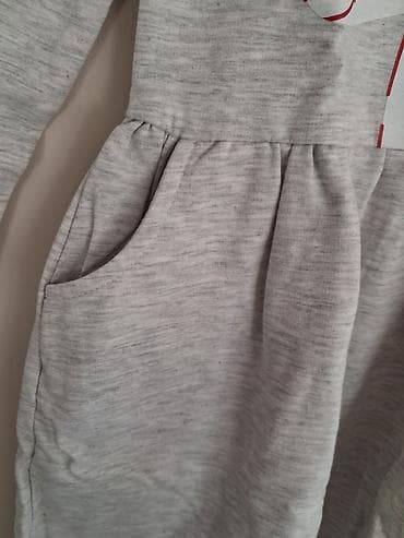 pamučne haljine dugih rukava: Dečja haljina sa jednorogom, siva melange boja. - Dugi rukavi i — 3