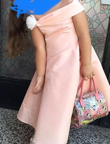 ranac na tockice kengur: Dečija svečana haljina – svetloružičasta - Model: A-kroj, dužina — 2