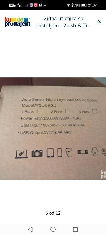 restauracija ramova za goblene: Zidna utičnica sa postoljem, 2 USB porta i senzorom svetla – AUOPRO - — 5