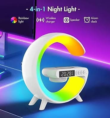 Antique Furniture: 4-u-1 noćna lampa sa bežičnim punjačem, zvučnikom i budilnikom - — 3