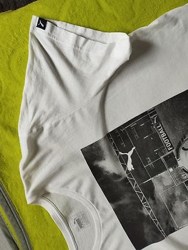 rolke muske: Men's T-shirt Puma, bоја - Bela — 1