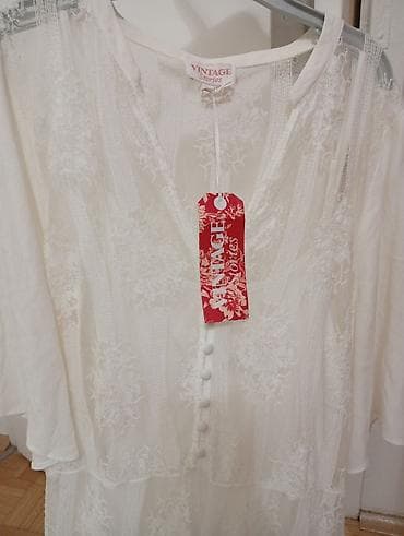 zlatne visece mindjuse: Duga bela čipkana haljina sa šlepom – KappAhl, linija Vintage Stories — 4