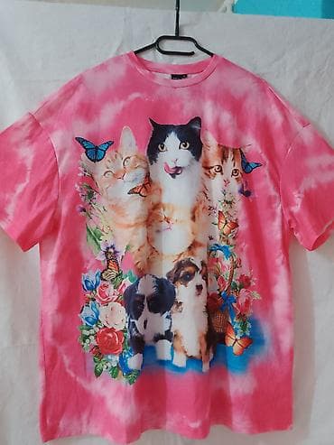puder roze cipele: Majica sa kratkim rukavima, ružičasto tie-dye dezen. Veliki front — 1