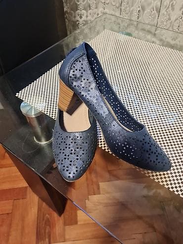 baletanke kozne udobne: Ženske cipele na štiklu – Lusso, broj 37 - Boja: tamnoplava - Model — 2