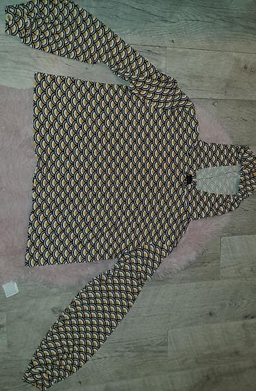 Dukserica sa dugim rukavima, geometrijski print zuto/crna/bela. -