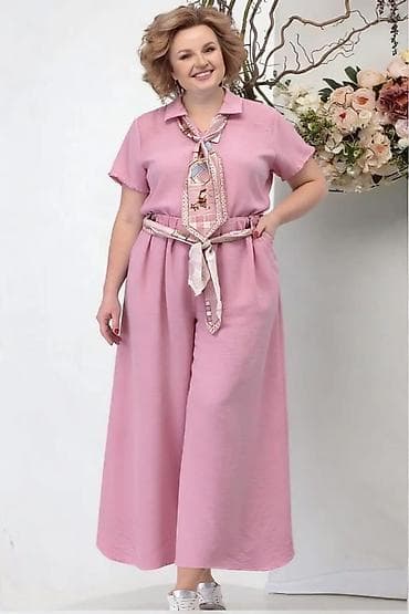 halji e: Damski komplet – košulja i široke pantalone sa ešarpom - Dvodijelni — 1