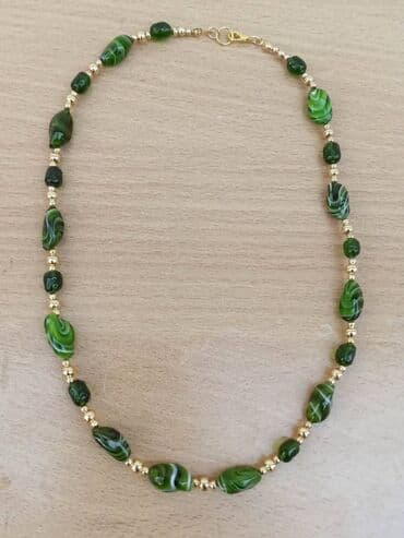Ogrlica MURANO staklo zelena 2 Ogrlica od zelenog MURANO stakla