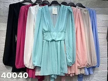 patike 40: Ženska mini haljina sa dubokim V izrezom i dugim lepršavim rukavima — 3