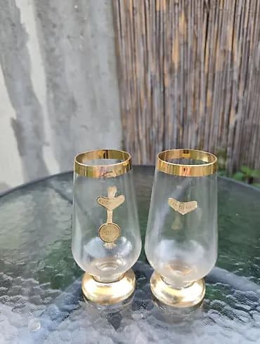 🥂 Ex-YU retro čaše sa pozlatom - Fabrika stakla Zaječar (Ručni rad) 🥂