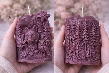 Ukrasna ručno livena sveća sa reljefnim motivima šume - Materijal