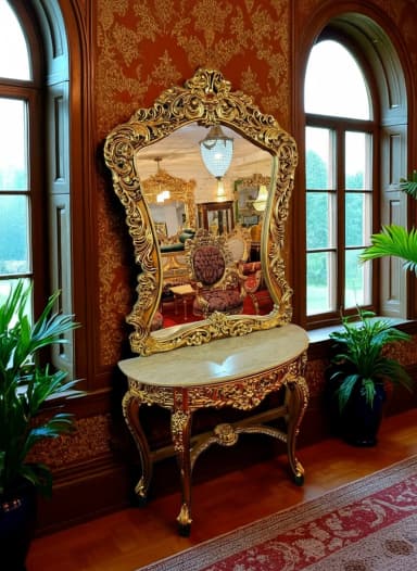 064/33-33-554.Ogledalo sa konzolom u baroknom stilu, izrađeno od