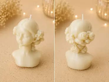 Dekorativna sveća – bista devojke sa ružama - Ručno izlivena