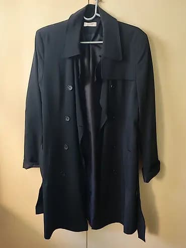 Pimkie crni ženski trenč mantil - Klasičan crni trenč sa duplim