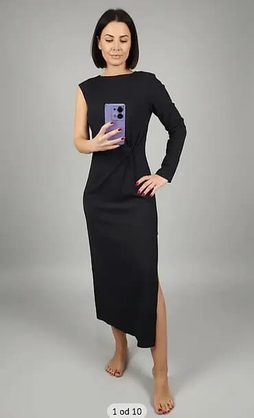 ZARA crna haljina – model sa asimetričnim rukavima - Brend: ZARA -