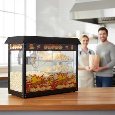 Aparat za kokice sa grejnim policama Boja: crna Do 5 kg kokica na sat