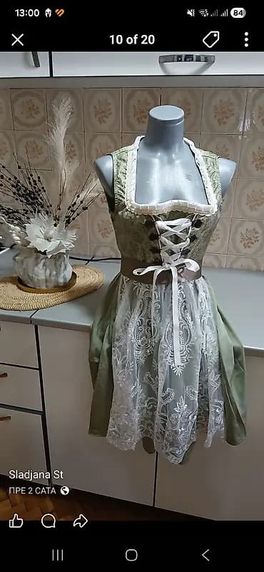 Tradicionalna ženska haljina u stilu dirndla. - Boja: maslinasto