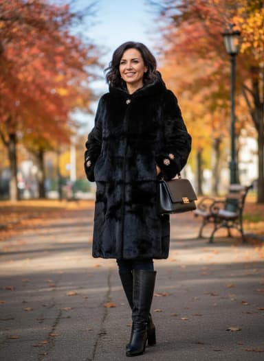 One size, With lining, Faux fur, color - Black