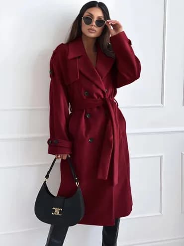 🔥Ženski kaput – dupli red dugmadi, pojas i široke rever kragne ✅4200