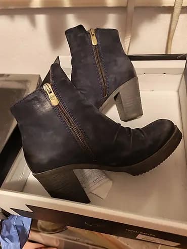 Ženske kožne gležnjače – tamnoplave - Materijal: prirodna koža