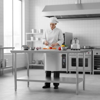 Radni sto od nerđajućeg čelika xx cm × xx cm – sa pozadinom Kvalitetan