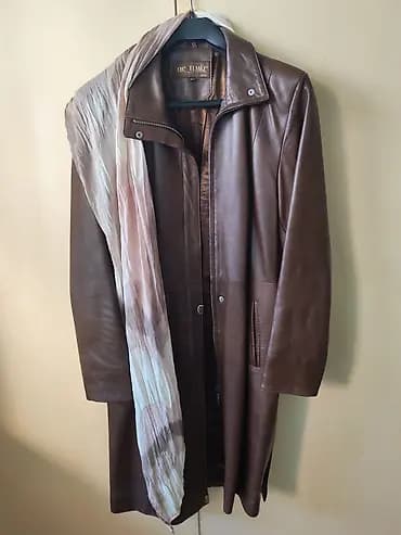 Dugi ženski kaput od prirodne kože – AR TEMIZ Classic, veličina L. -